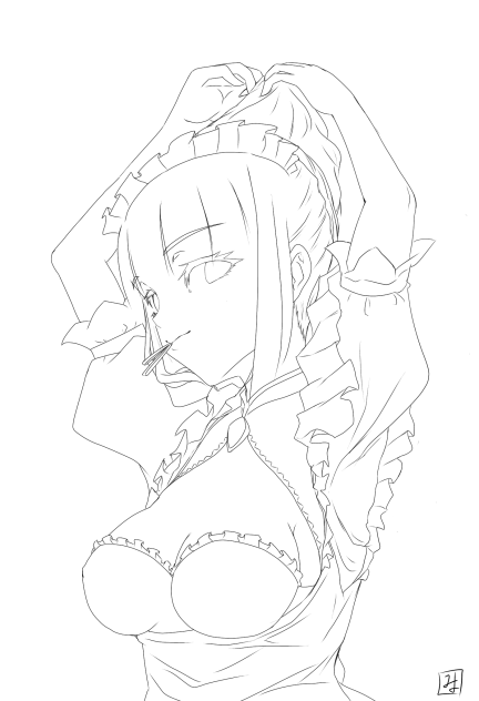 メイドさんの日常（線画）
