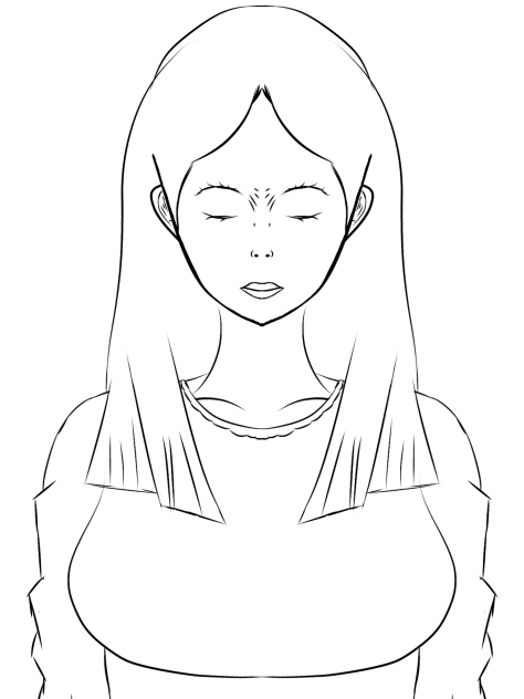 The girl in nature reserve outline