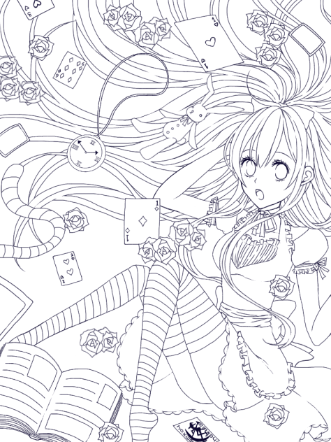 【線画】アリス少女