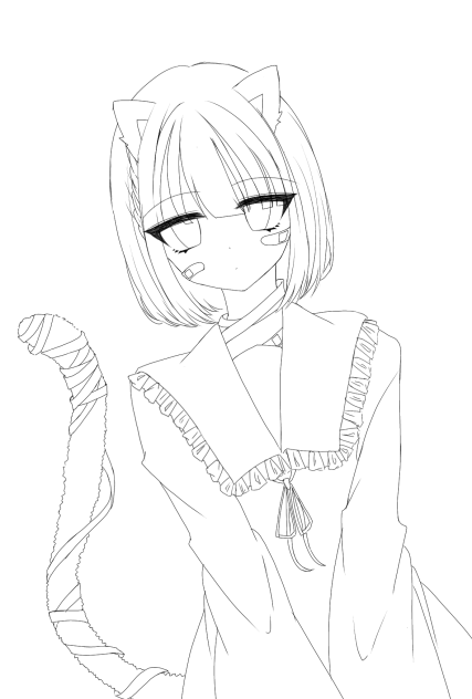 白猫　線画