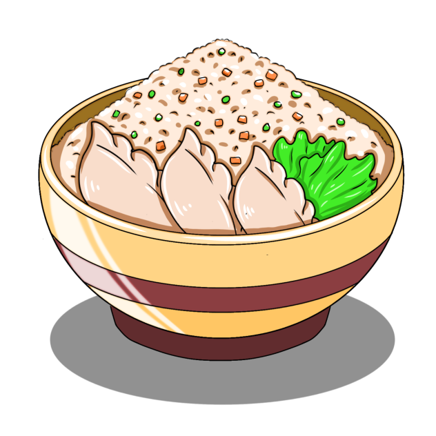 Fried rice with dumplings