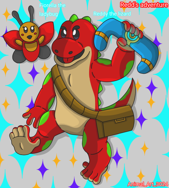 Reddy the lizard and Fio the ladybug
