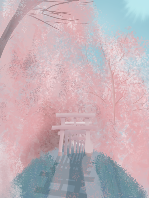 神社(桜)