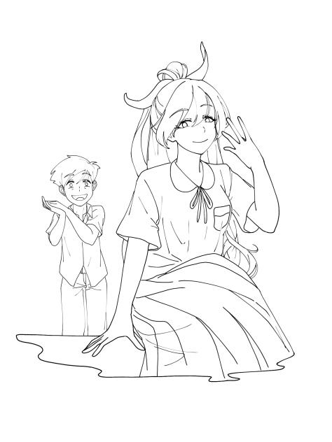 Sassy Cutie as Class Secretary(Lineart)