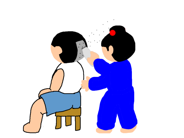 散髪、最後だけ少し動画