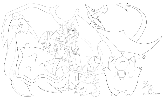 でんどういり おめでとう！ 線画