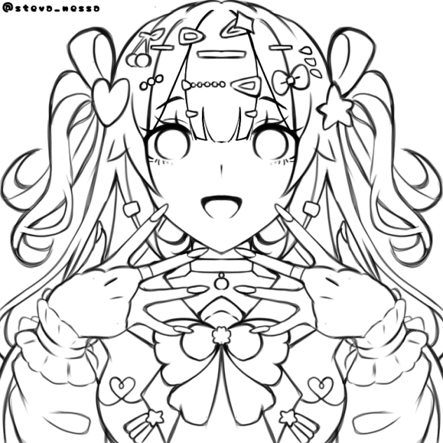 Colourful girl Lineart