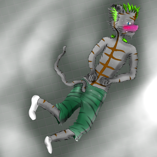 半裸姿の雷希くん