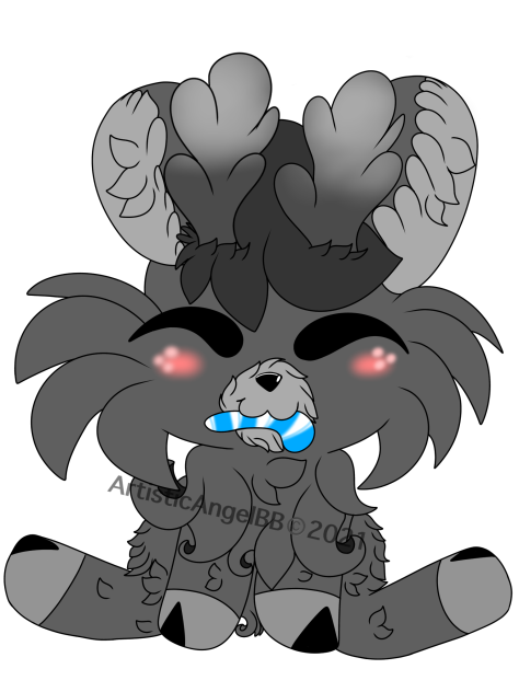 Little Gray Reindeer With Candy Cane