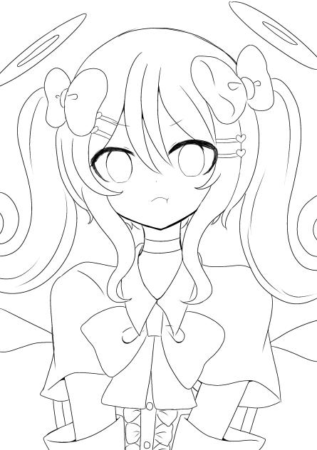 ツインテ天使 塗り絵
