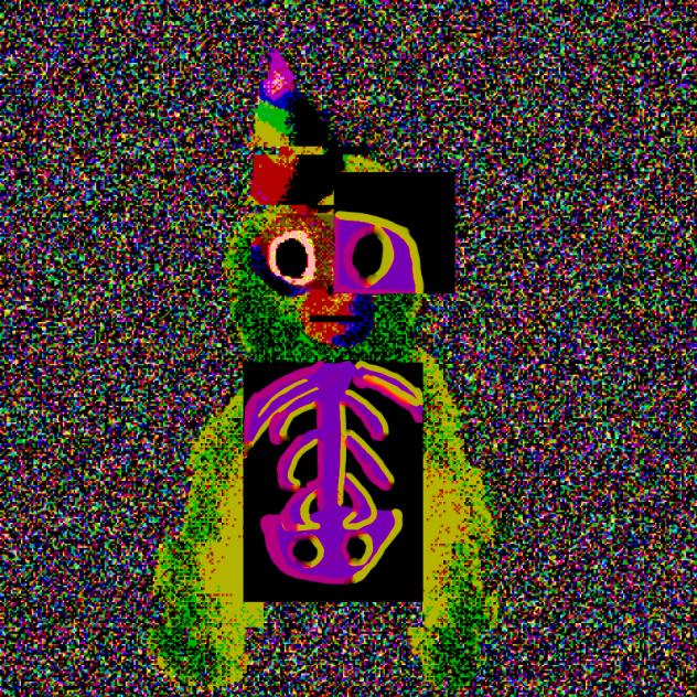 monke with pixel, spooky and x- ray