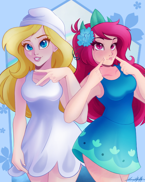 poppy and smurfet human stile