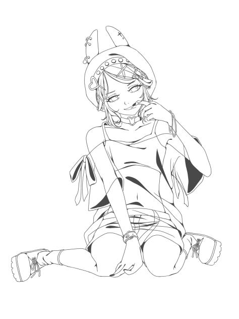 女子　陸　塗り絵