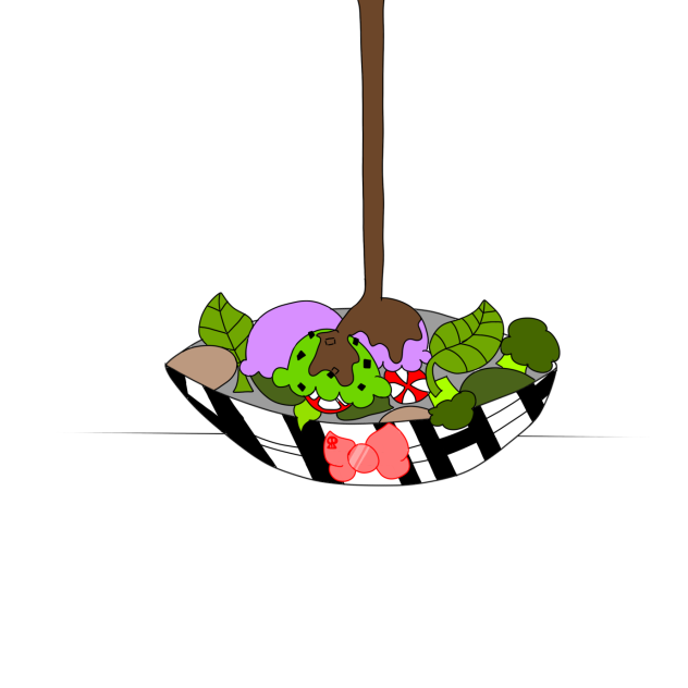 Salad with ice cream =b
