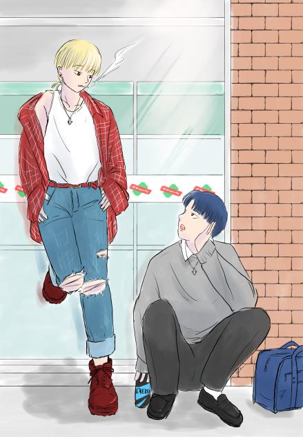 対照的な二人(らくがき)