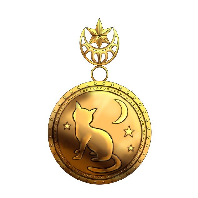 金貨のペンダントトップ（猫と星）