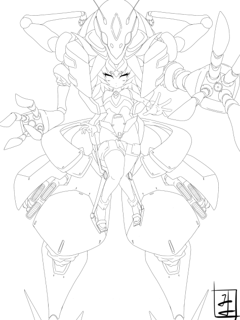 昆虫型外骨格line art