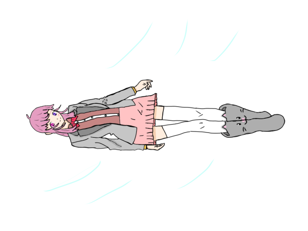 風のに吹かれる高校女子