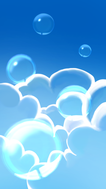 シャボン玉に吹かれる