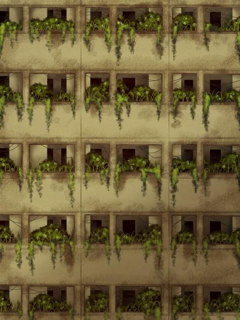Abandoned Building with Plants - ibisPaint
