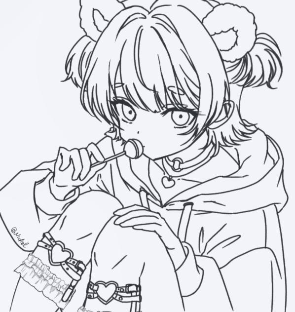 ʕ•ᴥ•ʔ🍭(lineart,線画)