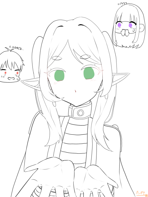 投げキッスフリーレン線画