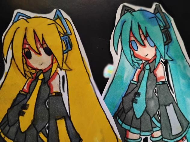 neru and Miku art I did in real life