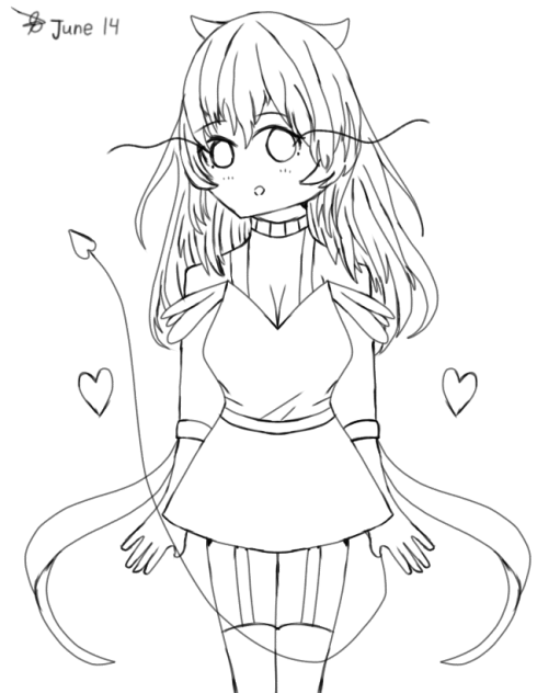 A little demon with big powers lineart