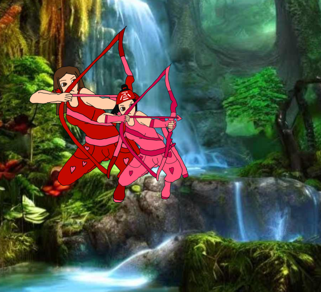 Wendy And Suzume in Waterfall.