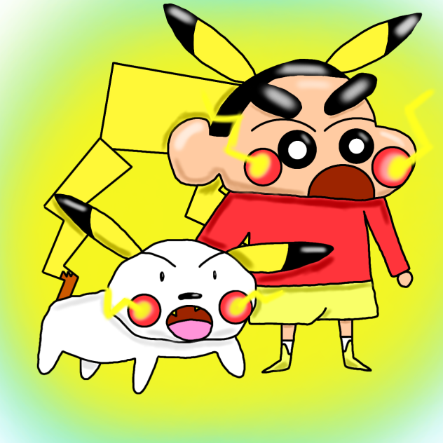 Shin-chan pikachu y Nevado pikachu - ibisPaint
