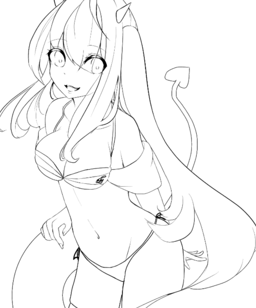 【線画】サキュバスの夏休み