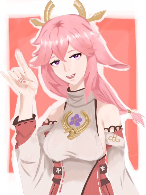 Lazy Yae Miko art - ibisPaint