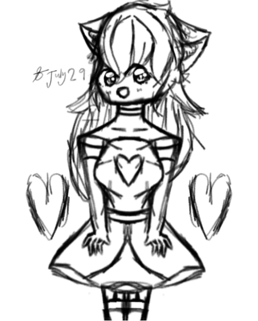 A Girl in a Cute Dress Sketch