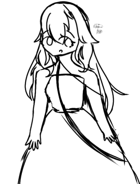 A Girl with a Huge Dress Sketch