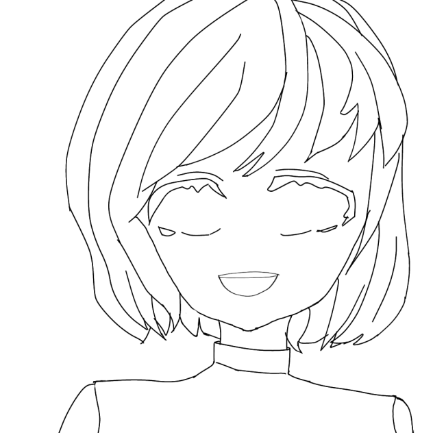 金髪美少女の線画