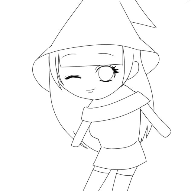 魔女っ子(線画)