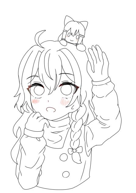 れいまり(東方project様の二次創作)線画Byココア