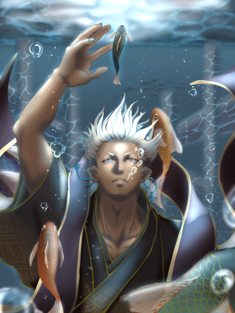 「魚と戯れる狼」