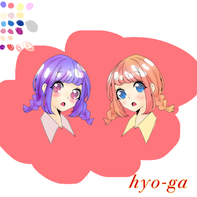 おさげ  線画お借りしました！