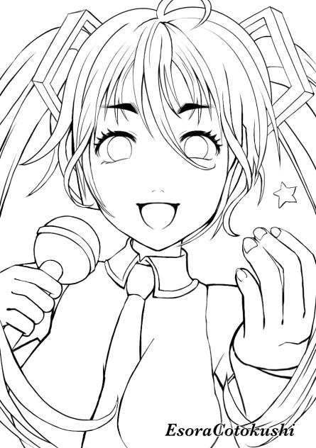 初音ミク✦塗り絵線画coloring book