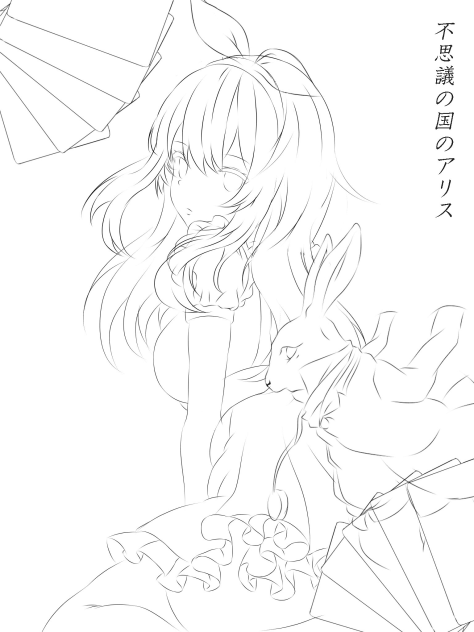 不思議の国のアリス　線画
