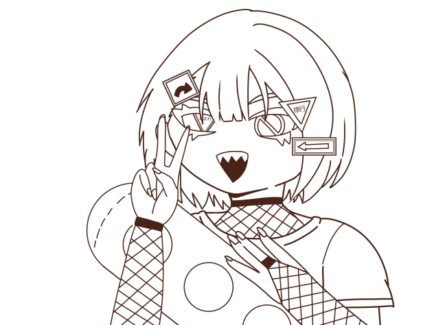 道路標識の擬人化ちゃん　線画