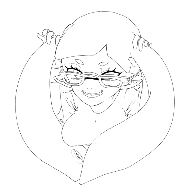 ツインテガール①線画