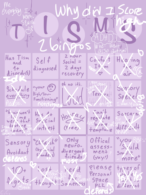 Autism bingo my score