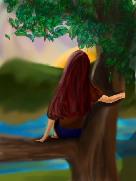 나무 위에 있네요.