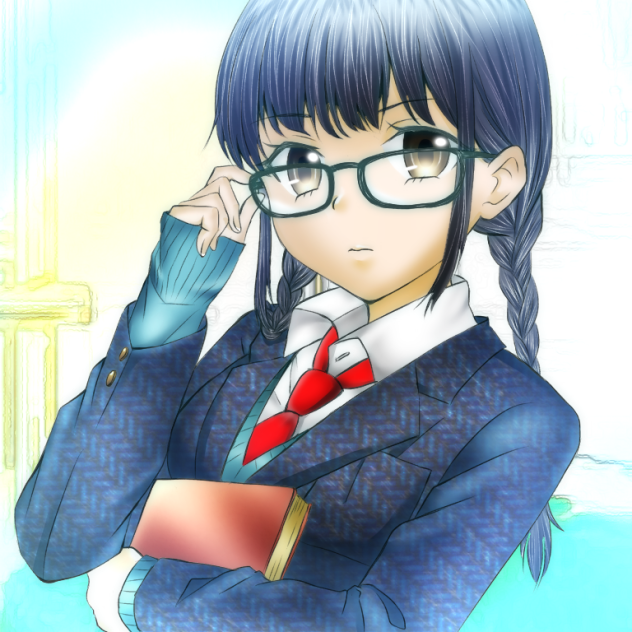 ぬりえ（メガネ少女）塗らせて頂きました
