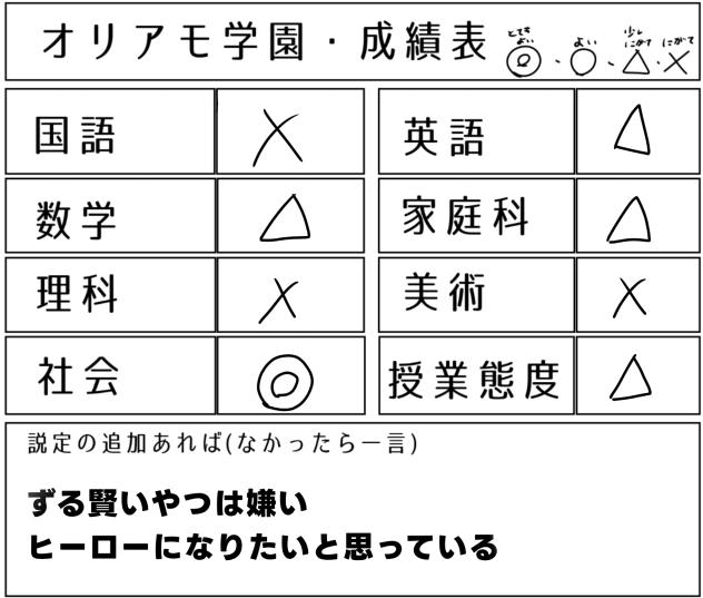 オリアモ学園成績表