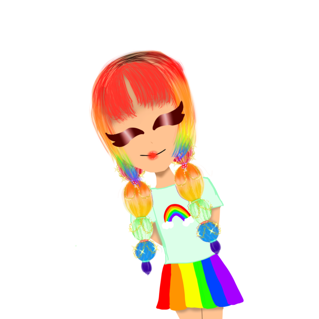 Ex of rainbow hair on oc sorry rushed - ibisPaint