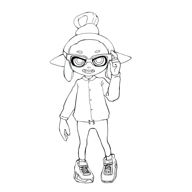 今日のイカちゃんコーデ(線画)