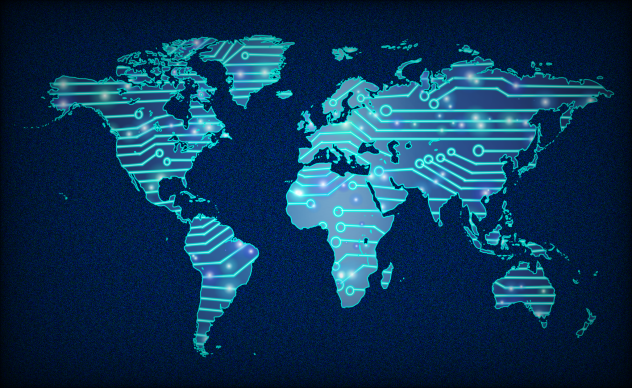 World cyber circuit background